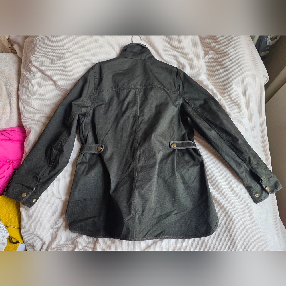 JCrew Hunter Green Resin-Coated Twill Military Field Jacket Sz S Nwt - Picture 4 of 9